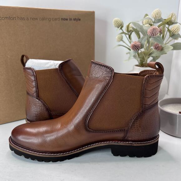 SoftWalk Indy Leather Chelsea Ankle Boots Comfort Luggage Brown Women's 11N NWB - Picture 7 of 10